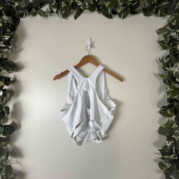 Athleta Athletic Conscious Cut Out Crop Tank Top Bra White Women’s Size XL - Picture 2 of 7